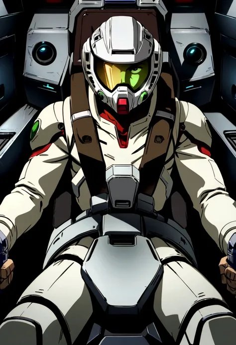 amuro ray piloting in the cockpit of his gundam, gundamwingcockpit, (extremely detailed, best quality, extremely detailed cg, ma...