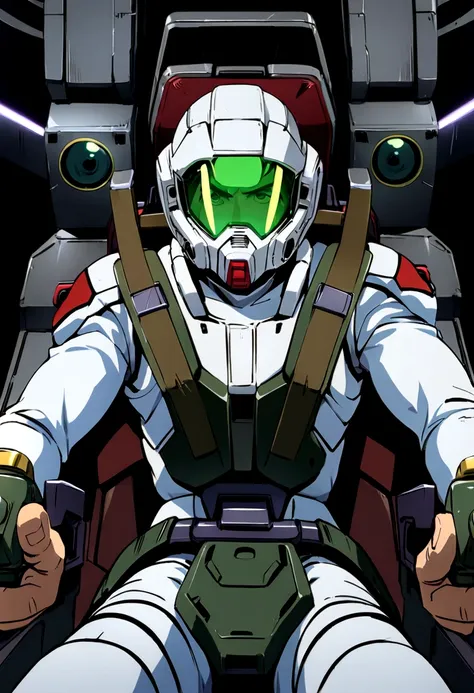 amuro ray piloting in the cockpit of his gundam, gundamwingcockpit, (extremely detailed, best quality, extremely detailed cg, ma...