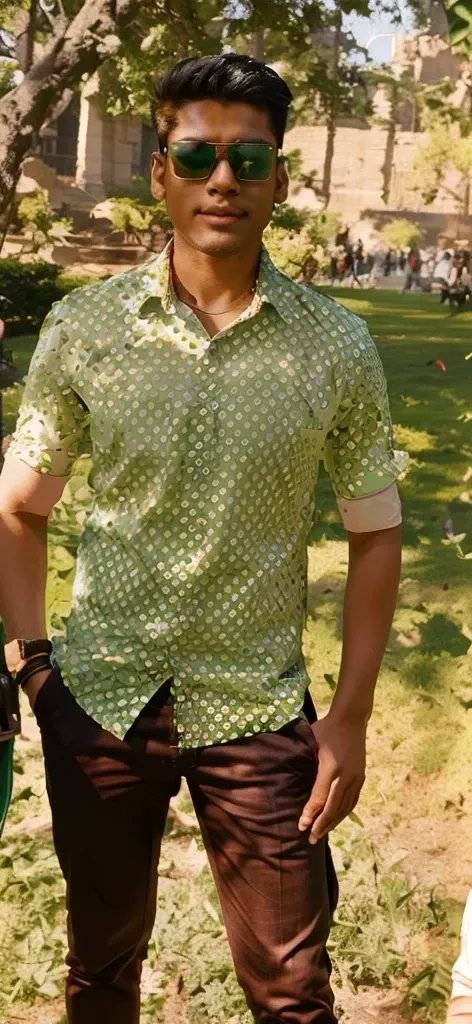 there are two people standing in a park with one man wearing sunglasses, around 1 9 years old, candid picture, with lovely look, very very low quality picture, vastayan, full body picture, wearing in shirt, vinayak, around 20 yo, photo taken in 2 0 2 0, fr...