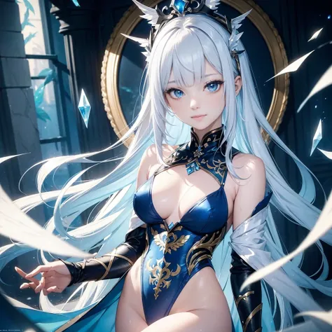 (((masterpiece))), (((best quality))), ((ultra-detailed)), (illustration), ((an extremely delicate and beautiful)),extremely detailed cg unity 8k wallpaper,(add_detail:1),emphasizing beautiful body lines,{{{{{long silver hair}}}}},dark Valkyrie girl,dark V...