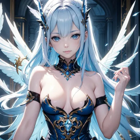 (((masterpiece))), (((best quality))), ((ultra-detailed)), (illustration), ((an extremely delicate and beautiful)),extremely detailed cg unity 8k wallpaper,(add_detail:1),emphasizing beautiful body lines,{{{{{long silver hair}}}}},dark Valkyrie girl,dark V...