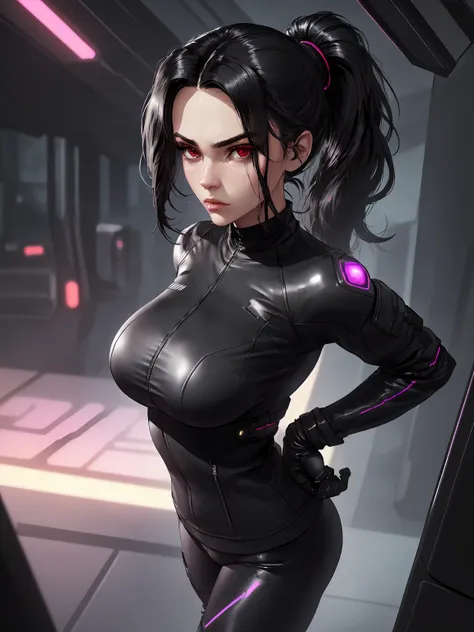 (masterpiece, best quality, aesthetic:1.4,) 1girl, cyberpunk, futuristic, yelan, break, symmetrical face, highly detailed face, ...