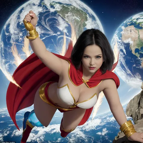 Earth 11 Superwoman: The guardian of hope and justice."This image captures the essence of Superwoman: powerful, inspiring and eternally dedicated to the protection of her world and its inhabitants.