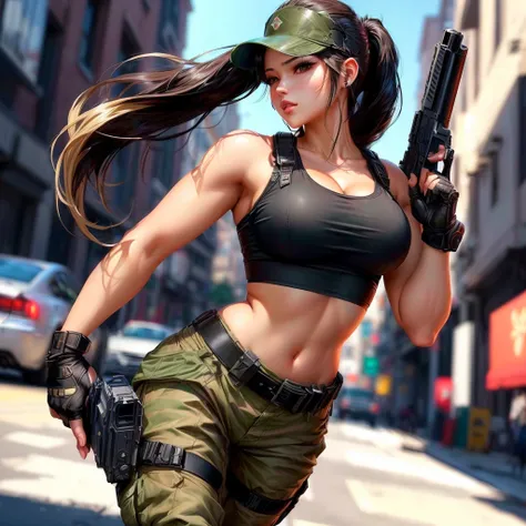 anime girl with gun in hand and a helmet on, tifa, tifa lockhart, epic digital art illustration, tifa lockheart, soldier girl, glamorous tifa lockheart, john park, ig model | artgerm, tifa lockhart portrait, portrait of tifa lockhart, style artgerm, beauti...