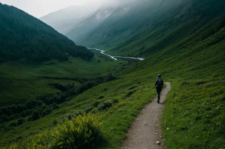 Grassy　dark　Mountain trail