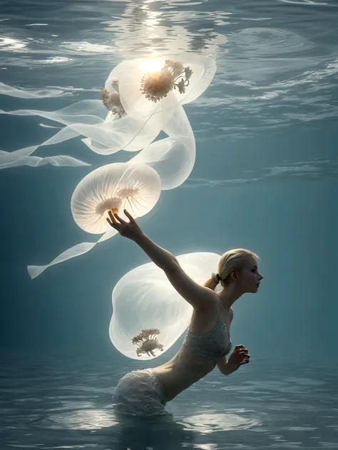 beautiful jellyfish floating in the ocean