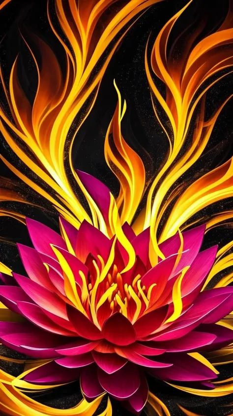 a close up of a flower with flames on it, black lotus, lotus flower, amazing fire art, with lotus flowers, reflecting flower, alien flower, lotus, beautiful digital artwork, sitting on a lotus flower, stunning artwork, beautiful digital art, very beautiful...