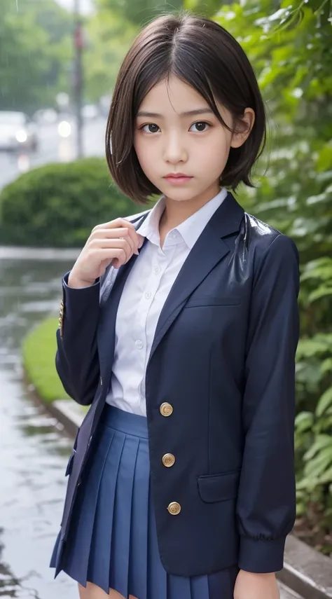 (masterpiece,Highest quality,Ultra-high resolution),Japanese women, (((so beautiful((12 year old))girl))), かわいいgirl、View Photographer､Front view,  ((short hair)), Super cute face, Glossy Lips, Double eyelids on both eyes,Frowning,anger, Natural Makeup, Lon...