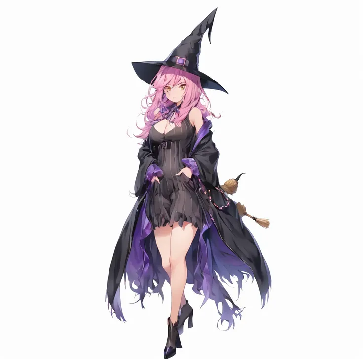 witch、Woman in her 20s、older sister(((detailed)))Extreme clothing、coat、witchの帽子 (((detailed)))glamorous figure、Big Breasts、(((detailed)))Full Body Shot、Highest quality