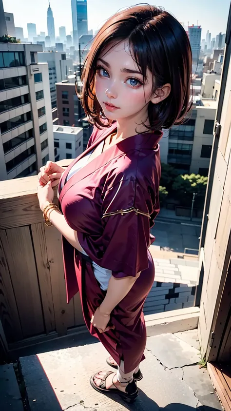 Arabian woman standing on top of a building overlooking the city, Ulzzang, Korean Girls, Portrait of a Japan teenager, Wearing long, loose clothing, 🤤 Portrait of a Girl, Chiho, Yoshitomo Nara, Blackpink&#39;s Joshi portrait, young asian girl, From 8k matt...