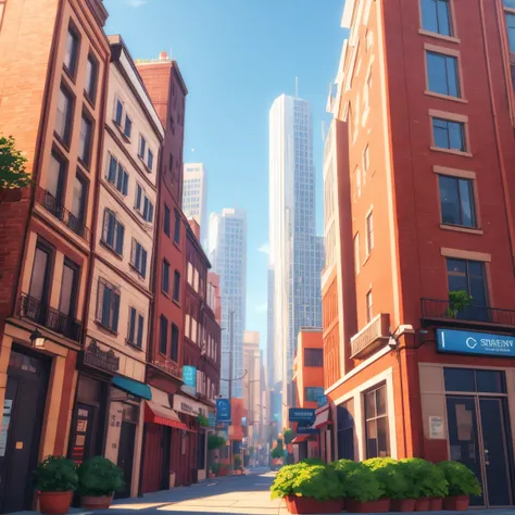 day scene, sims like city, stylized, high quality
