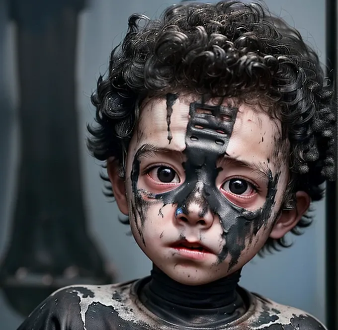 A little boy is electrocuted and left battered and covered in soot after a failed experiment in a comedy movie