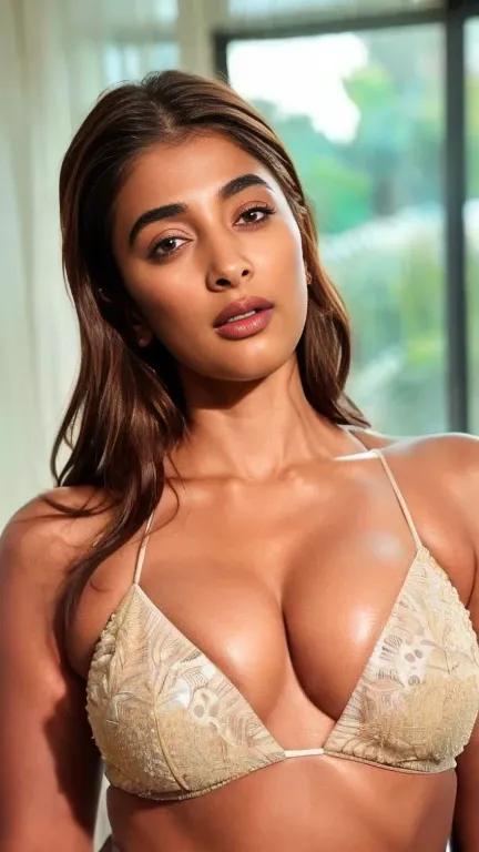 No make up, cool temperature,extreme close up photo of naked Pooja hegde,slim,white bikini, bedroom,  intricate details, cold room, lean eyebrow, pooja hegde,pooja1, free hair,(( fair skin))