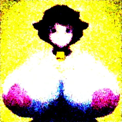 ((best quality)), ((masterpiece)), (detailed), 1girl, 2 small horns, wide eyes, pink spotted cowprint skin, cow snout, cowbell choker, tight tank top, huge breasts, short curly hair, cow ears, loving demeanor, motherly, wide puffy nipples translucent shirt