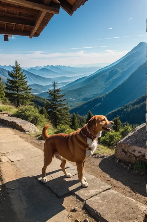 Dog bark in mountain 