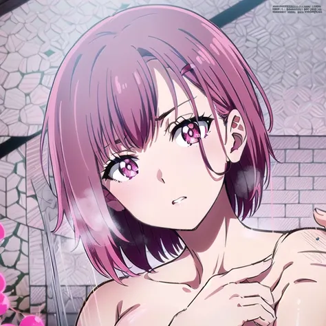 nsfw, naked, shizukamikazuki, shizuka mikazuki, short hair, purple hair, hair ornament, hairclip, (pink eyes:1.5), swept bangs,(...