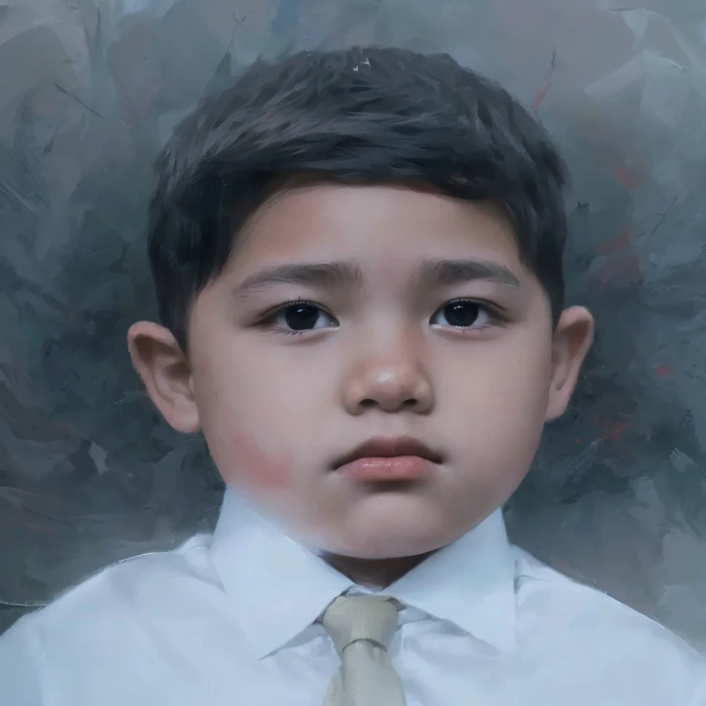 portrait of a boy wearing a white shirt, red tie, , abstract background