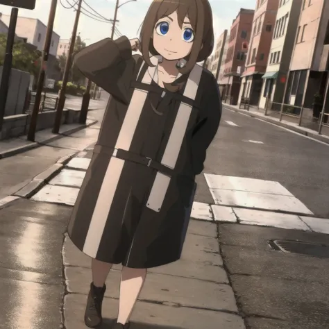 a girl walking on the road