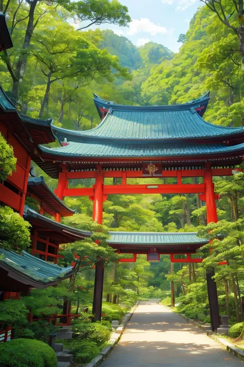 oriental building, masterpiece, japanese, forest, rainforest