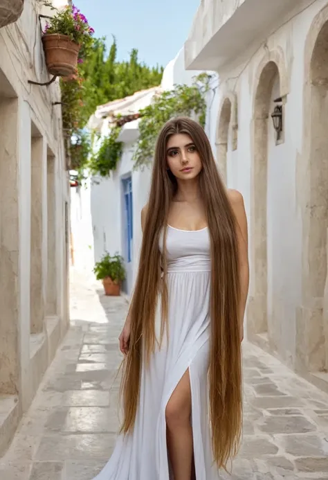 greek girl with long rapunzel hair