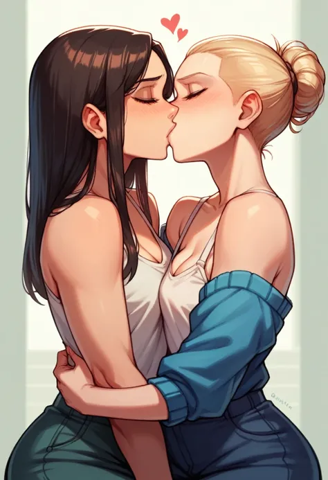 2 Girls grabbing their anuses, kissing.