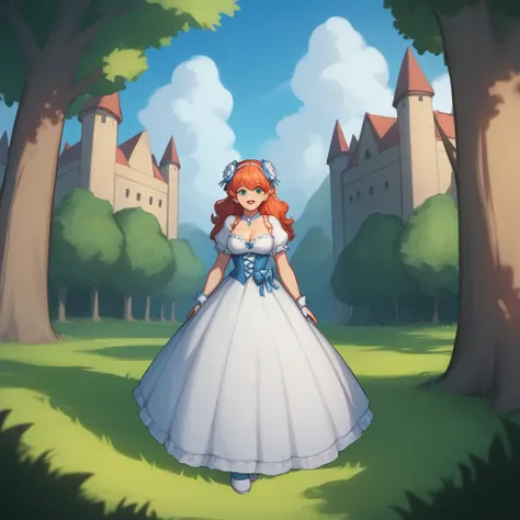 source_anime, score_9, score_8_up, BREAK 1girl, (+_+:1.4), portait, dress, castle