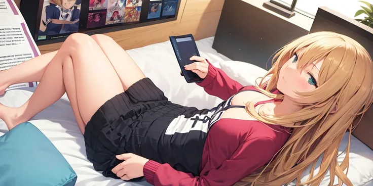 A warm and inviting banner depicting the girl comfortably settled at her desk, engrossed in her anime world, with anime posters and manga volumes creating a backdrop of shared passion.