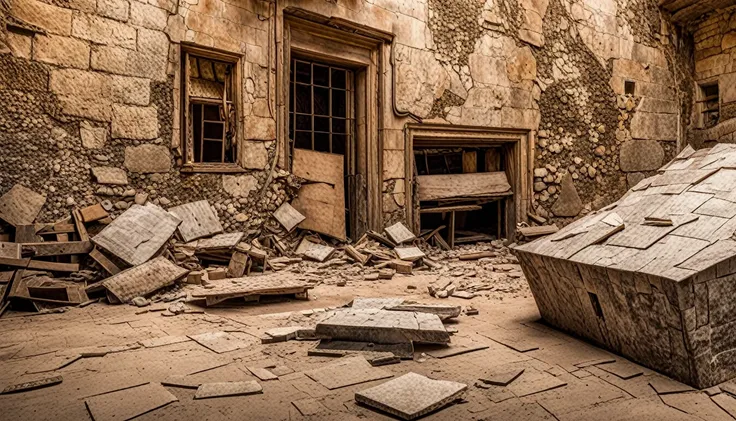 A prominent stone inside a humble room surrounded by broken glass, it was as if someone had thrown something to break the window.