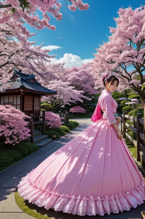 fantasy world, pink, cute, dreamland, japanese aesthetic 