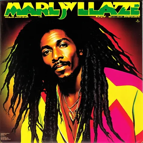 1980s vinyl album cover for a song called "Ghia Mi Luv" by reggae superstar Marley Blaze