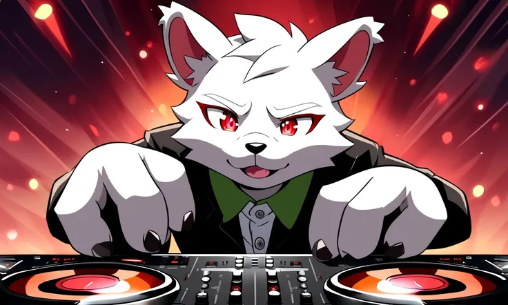 furry style, anime style, Red eyes, dj, emotions