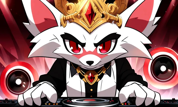 furry style, anime style, Red eyes, dj, emotions