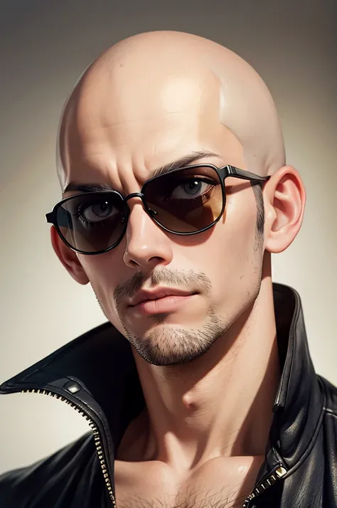 bald man, with sunglasses