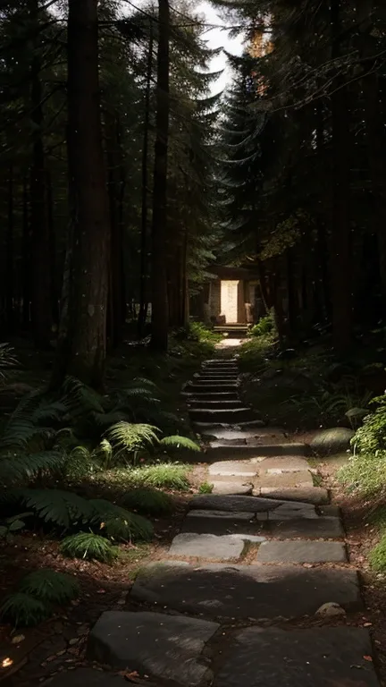 Path Illuminated by Jesus:
“A narrow, rocky path through a gloomy forest. At the center, Jesus Christ is walking ahead, holding a lantern that illuminates the path with a soft light. Ao redor dele, the dark environment is transformed into a serene and hope...