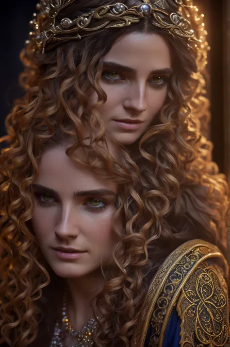 a Breton bard-priest hybrid worshiper of Dibella, intricate detailed portrait, ornate ceremonial robes, flowing hair, serene expression, glowing divine aura, warm lighting, photorealistic, masterpiece, cinematic composition, hyperrealistic, 8k, extremely d...