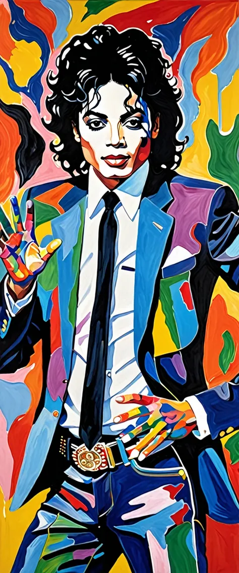 painting of Michael Jackson with a random color for face and hands, a pop art painting inspired by Francis Picabia, tumblr, neo-fauvism, peter driben, (by tom purvis), weird expressionist pose, baselitz, by tom purvis, fauvism style, fauvist, gouache on ca...