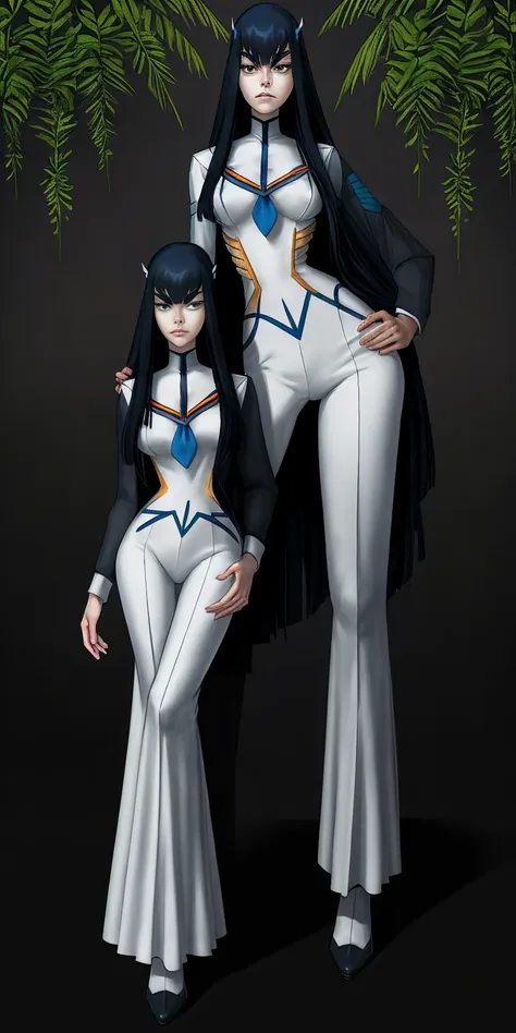 female satsuki kiryuin, satsuki kiryuin from kill-la-kill, mesh stockings, full height, bottom view, best quality, very detailed...