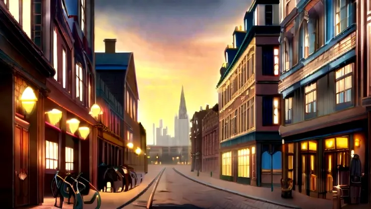 Scenery, anime scenery, London Victorian era, cityscape, victorian, anime, city, England 