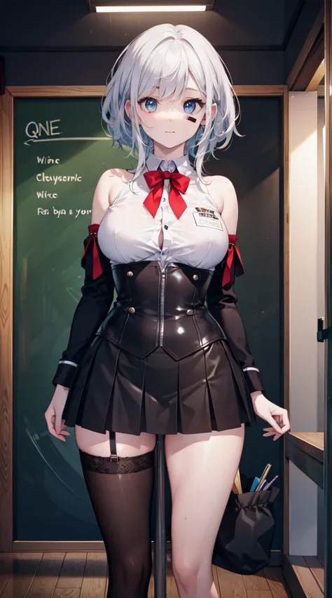 (Best quality at best, 4K, 8K, A high resolution, masterpiece:1.2), ultra - detailed, Nice face, detailedfacialfeatures, Breast size is medium, Realistic skin, wears uniform, underbust singe, sleeveless top, modest top, (A high resolution: 1.1), (actual: 0...