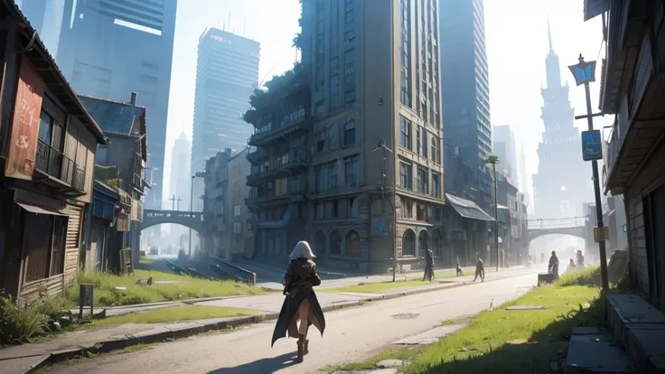 Make an RPG setting of an abandoned city. the city must be futuristic and have a dramatic air