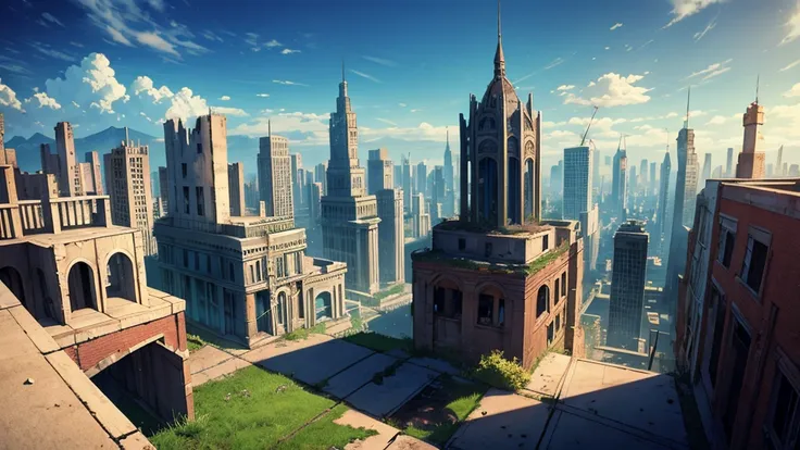 Make an RPG setting of an abandoned city. the city must be futuristic and have a dramatic air