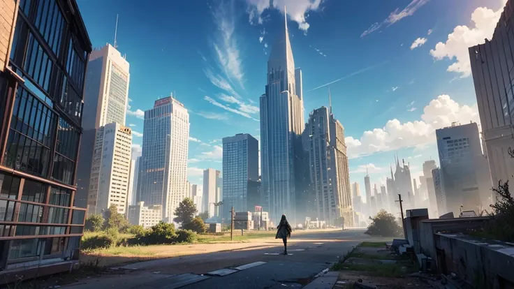 Make an RPG setting of an abandoned city. the city must be futuristic and have a dramatic air