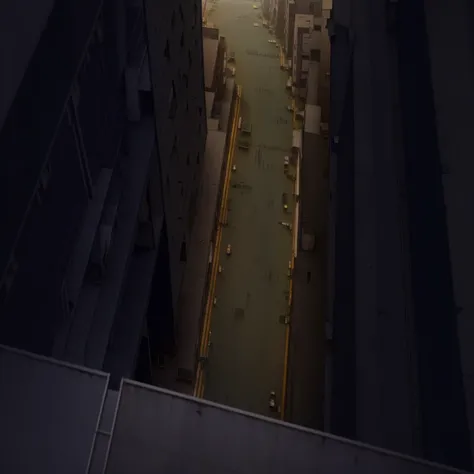 there is a view of a street from a high rise building, random background scene, street background, [[empty warehouse]] background, background in a cinematic, traversing a shadowy city, cinematic level shot, an empty liminal space, anime scene, anime backgr...