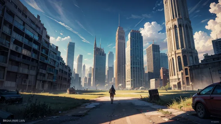 Make an RPG setting of an abandoned city. the city must be futuristic and have a dramatic air