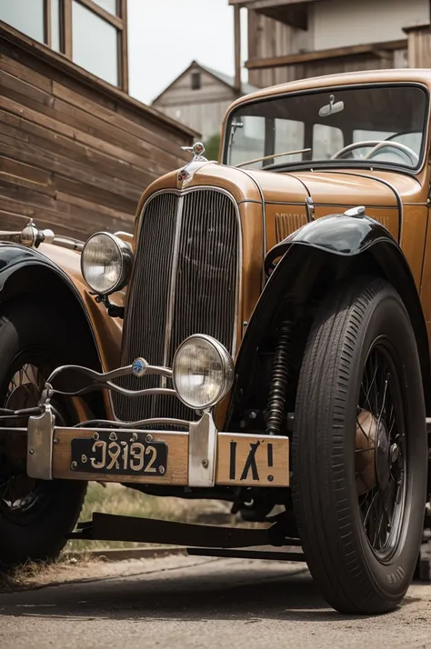 An antique automobile-themed beer mug 