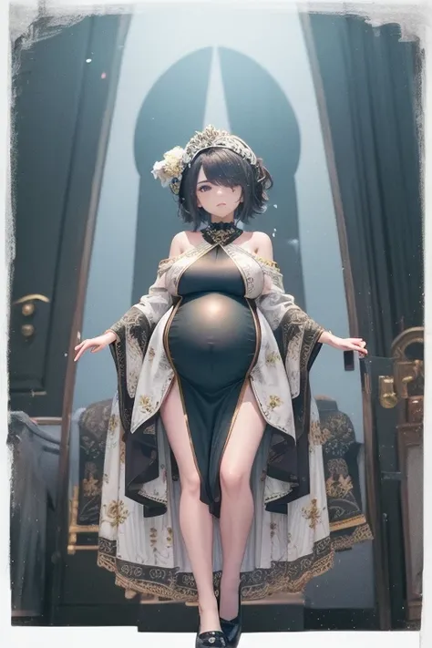 solo female, mature woman, 2d anime, high res, high quality, best quality, fashion, elegant, princess, pregnant