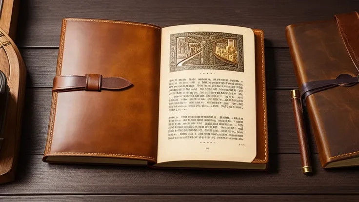 Highest quality、Leather bound book、Story cover、Fantasy、