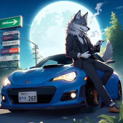 anime character sitting in a car with a cigarette in his hand, furry anime, art deco surpasses aesthetic anime, lofi art style, furry wolf, very very beautiful furry art, furry art, Anime Wallaper, awesome art style, Yee Chong Silver Fox, furry fantasy art...