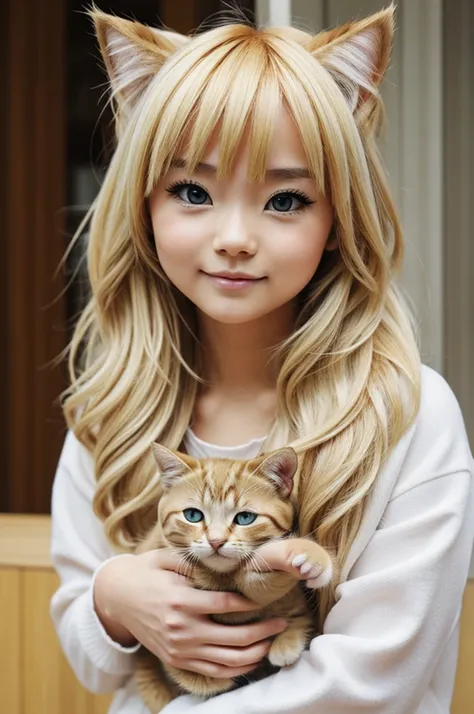 Kawaii little cat with blonde fur