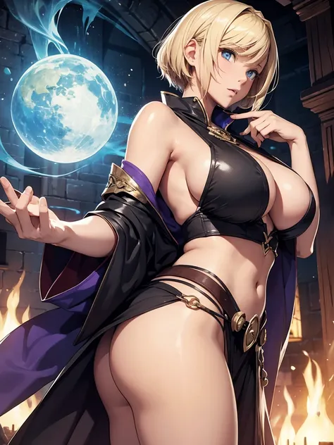 Fantasy, big ass,bigg tits,mage,blonde,short hair wizard